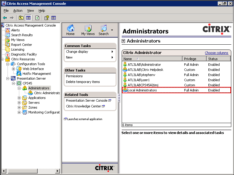Citrix Presentation Server Managment Console