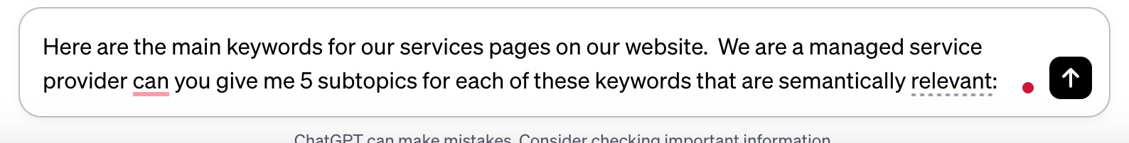symantic relevance keywords prompt